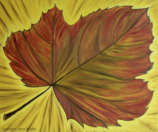 Vine Leaf, Autumn, serie four seasons, Oil Painting of Pierre Oeuvray